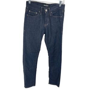 Express Slim Stretch Jeans Skinny Mid Rise Denim Dark Wash Size 28x32
